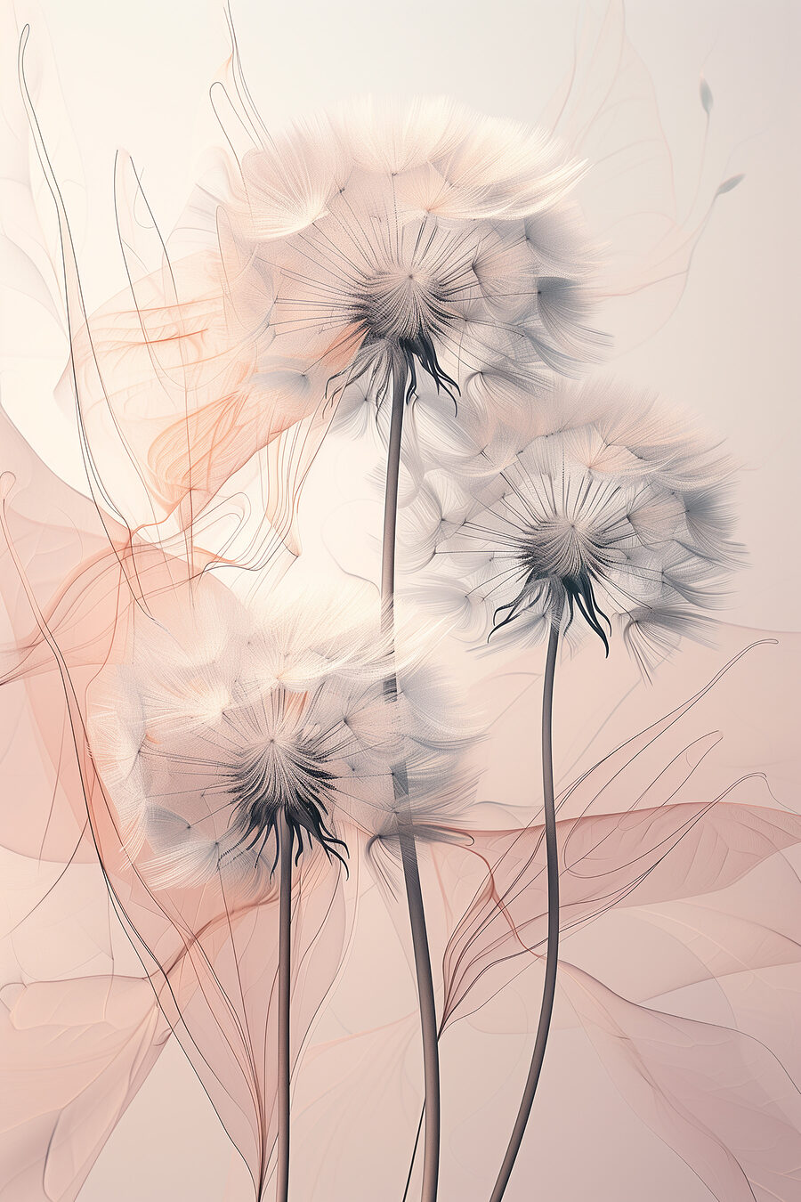 Een groep paardenbloemen met witte en oranje lijnen Een groep paardenbloemen met witte en oranje lijnen