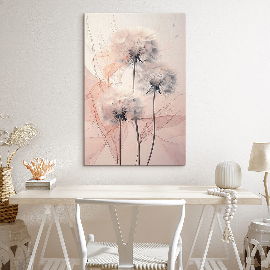 A group of dandelions with white and orange lines A group of dandelions with white and orange lines