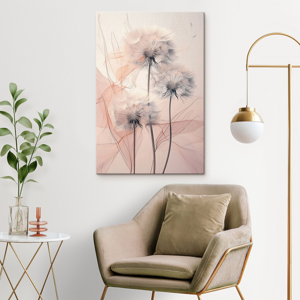 A group of dandelions with white and orange lines A group of dandelions with white and orange lines