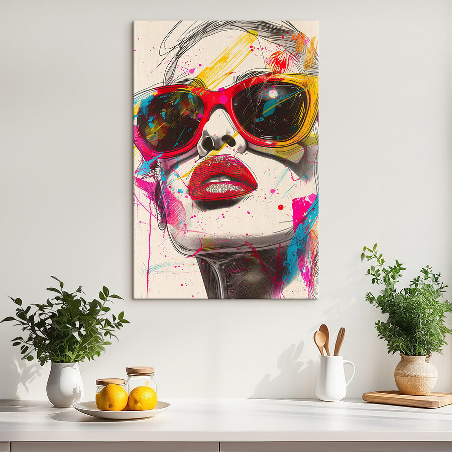 Een vrouw met zonnebril en lippen