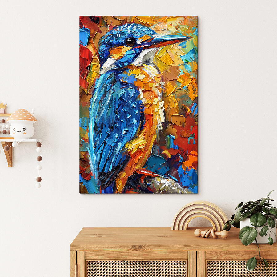 Een schilderij van een vogel