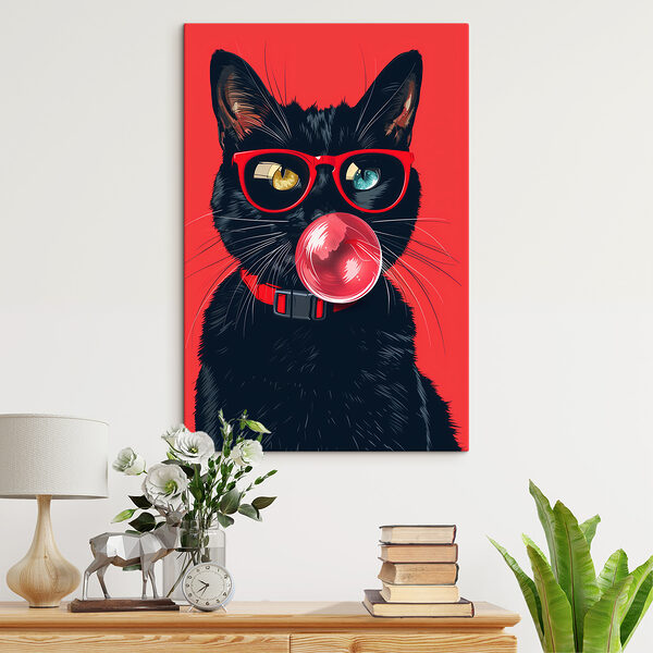 Een kat met een zonnebril en kauwgom Een kat met een zonnebril en kauwgom
