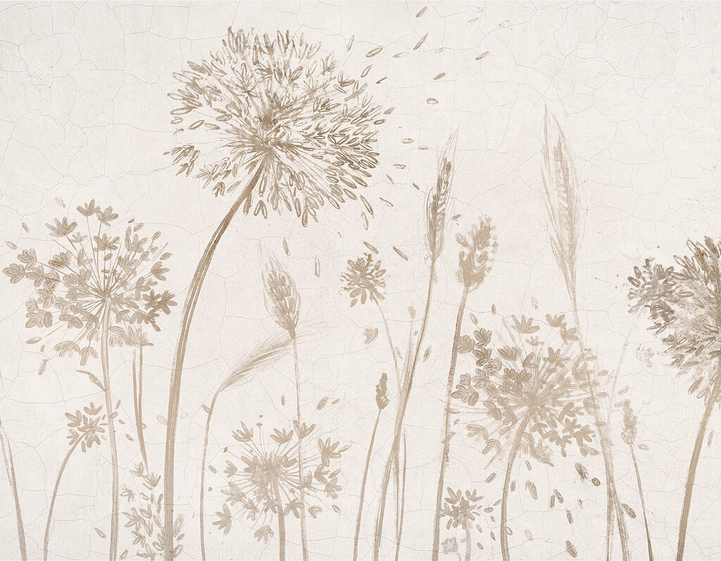 Tekening van paardenbloemen en tarwe Tekening van paardenbloemen en tarwe