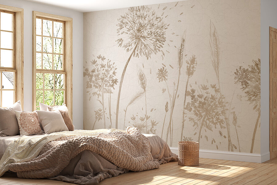 Drawing of dandelions and wheat Drawing of dandelions and wheat