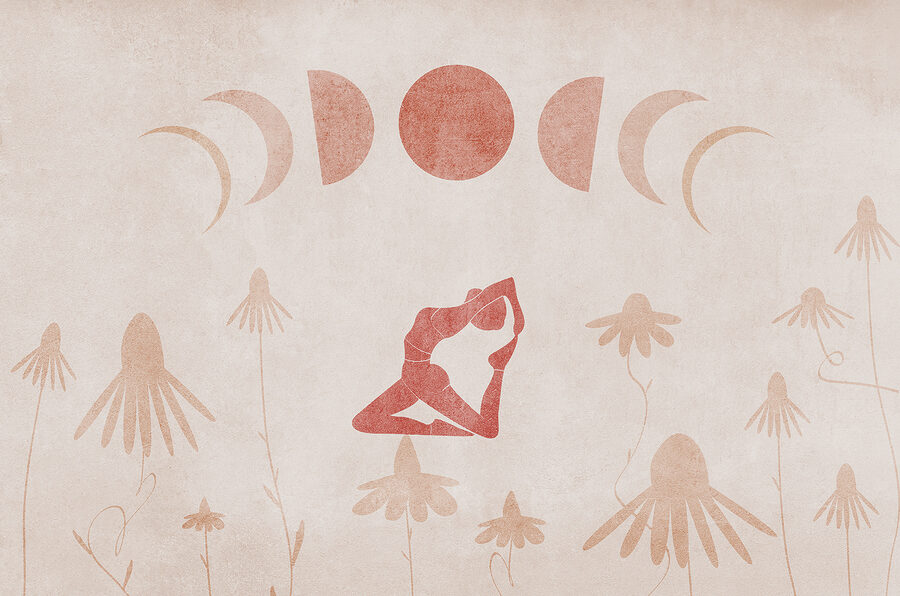 Fotobehang Tekening van een vrouw die yoga doet - Afbeelding 3