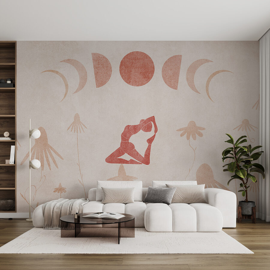 Fotobehang Tekening van een vrouw die yoga doet