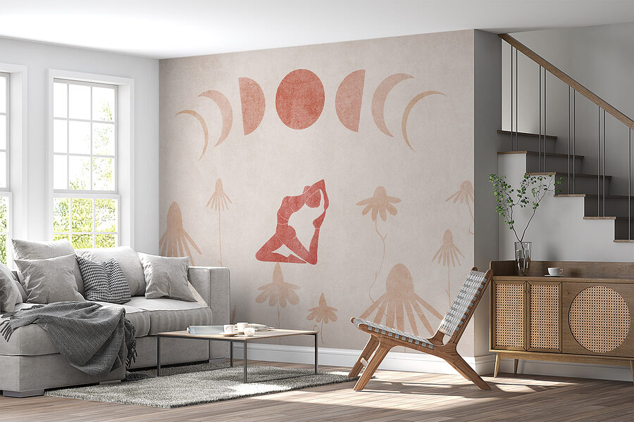 Fotobehang Tekening van een vrouw die yoga doet - Afbeelding 2