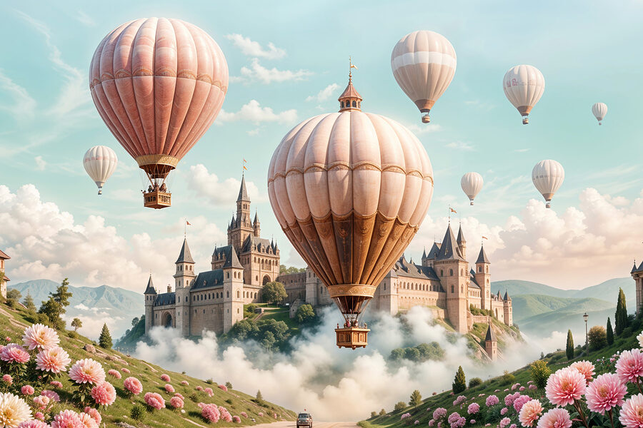 Kasteel met heteluchtballonnen