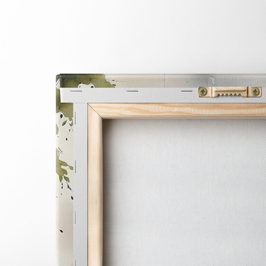 Schilderij van een gebouw met bomen en een straatlantaarn