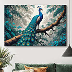 Canvas Schilderijen Pauw op een boomtak