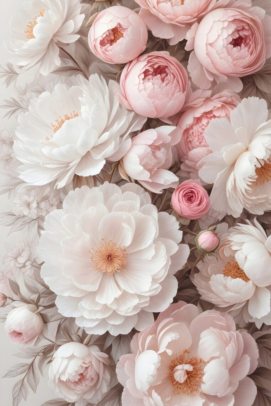 Groep witte en roze bloemen