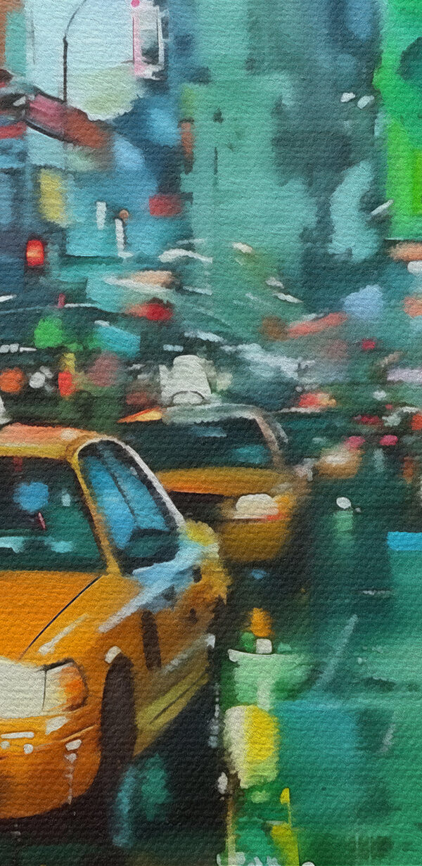 Gele taxi's op een natte straat Gele taxi's op een natte straat