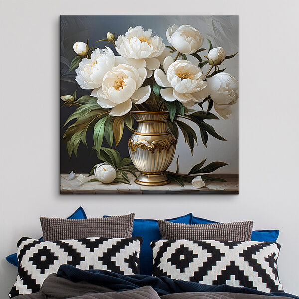 Schilderij van bloemen in een vaas Schilderij van bloemen in een vaas