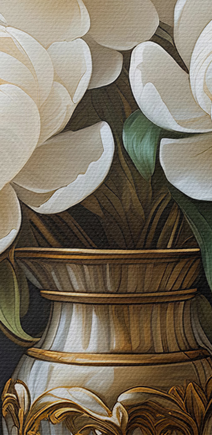 Schilderij van bloemen in een vaas