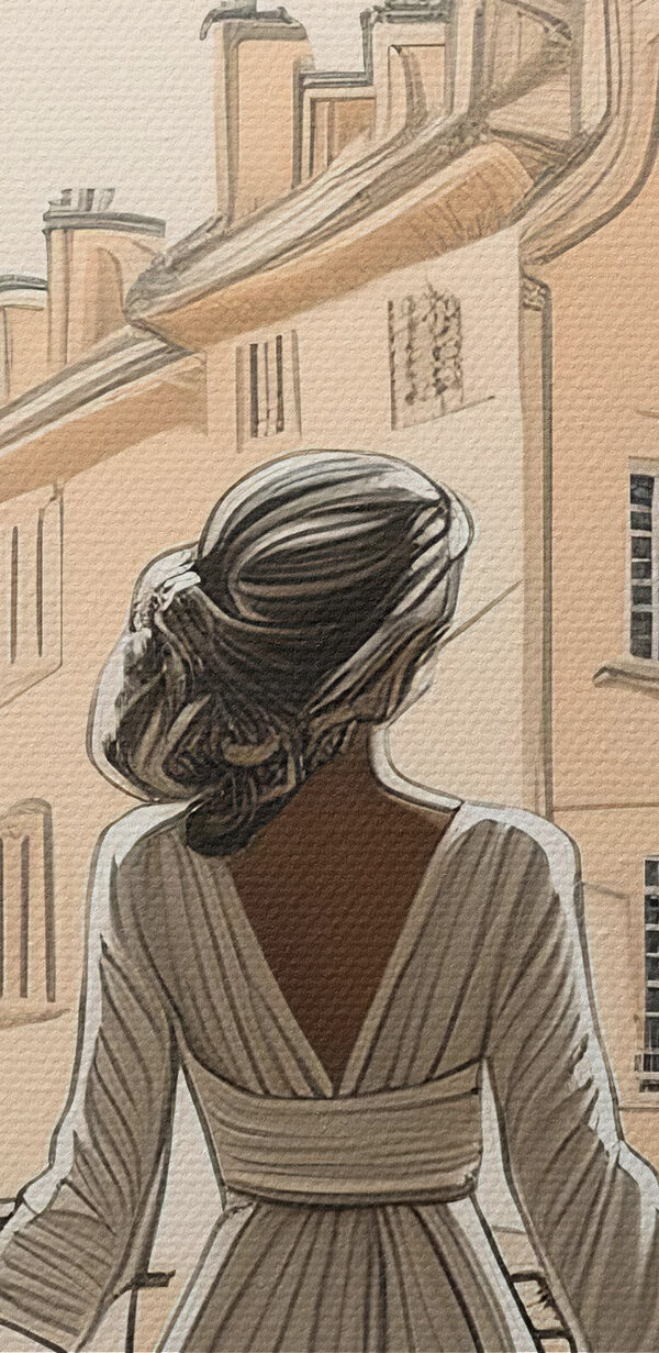 Vrouw in een witte jurk kijkt uit een raam Vrouw in een witte jurk kijkt uit een raam