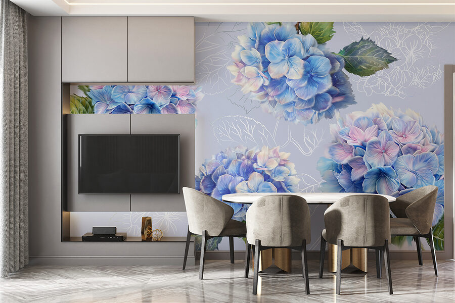 Groep blauwe bloemen