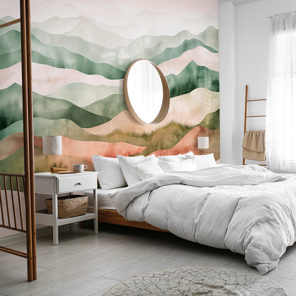 Landscape of hills with trees