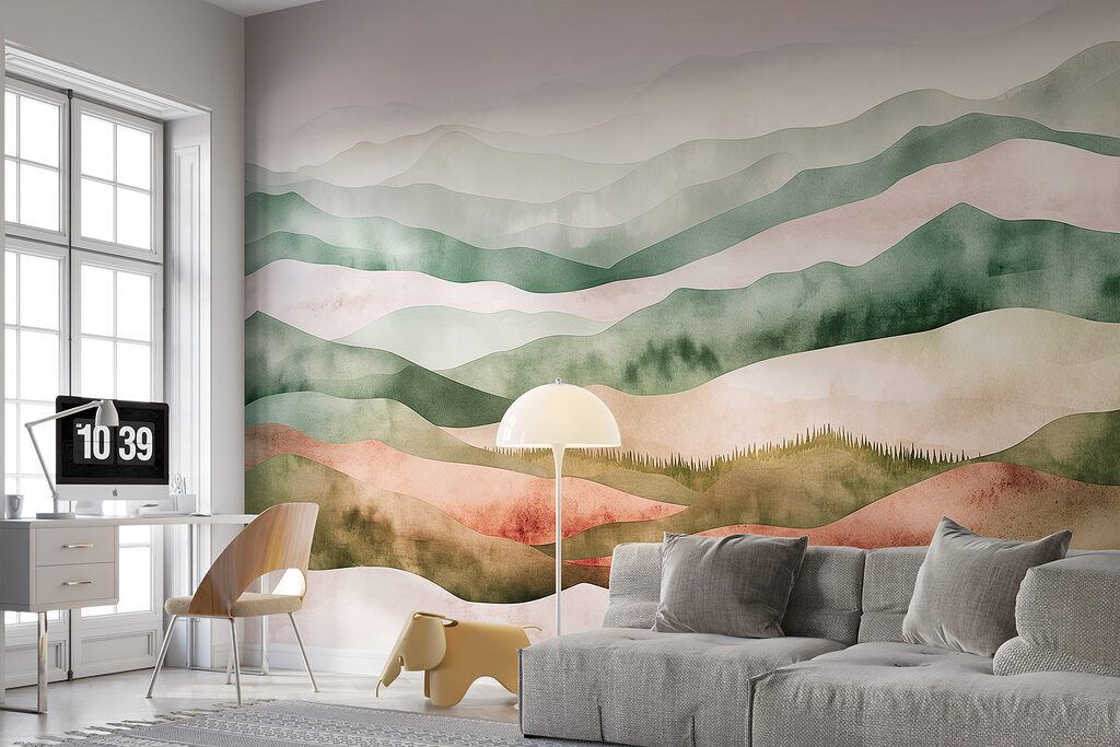 Landscape of hills with trees