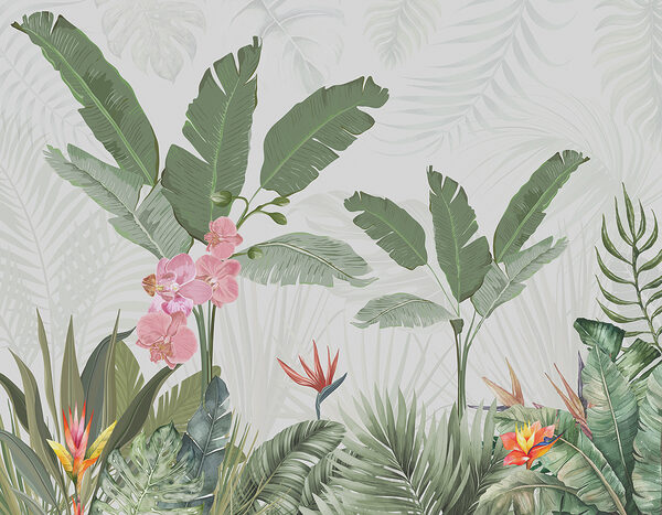 Behang met bloemen en planten Behang met bloemen en planten
