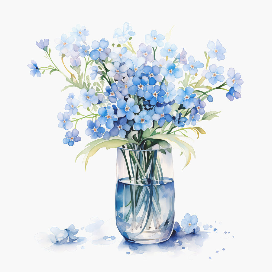 Aquarel van een vaas met bloemen