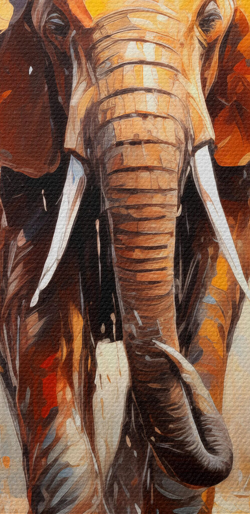 Group of elephants walking through water