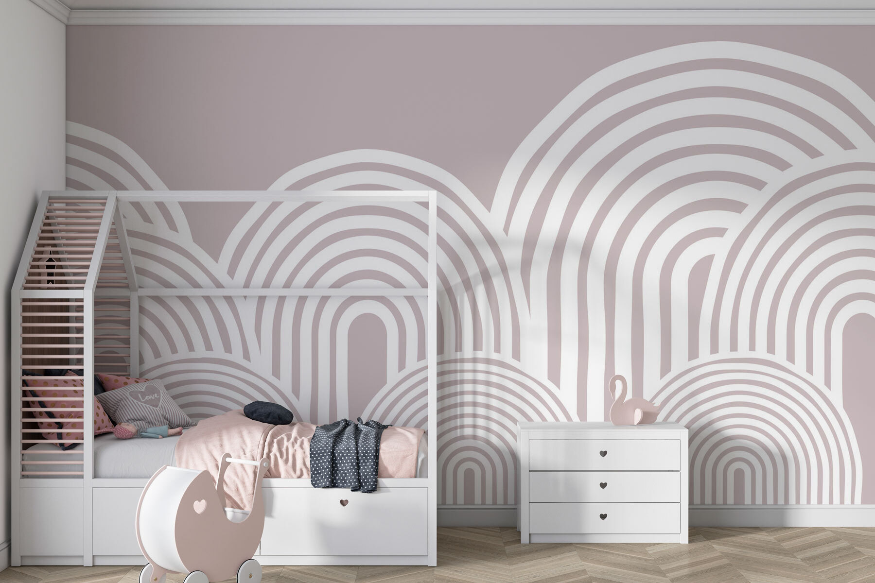 White and gray background with white lines