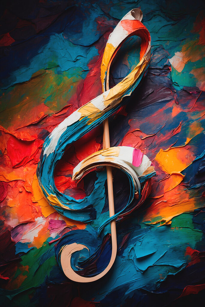 Colorful painted treble clef