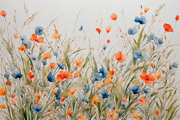 Schilderen van bloemen en gras Schilderen van bloemen en gras