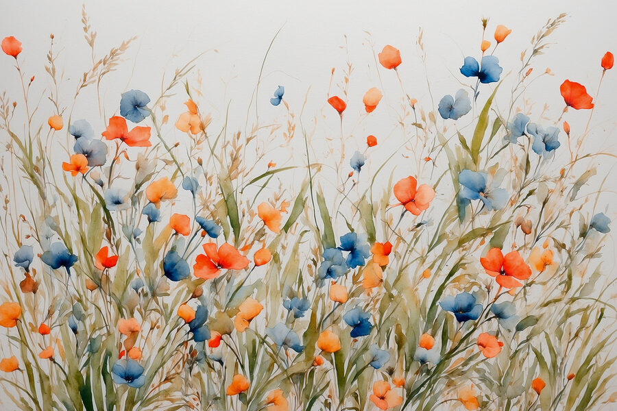 Schilderen van bloemen en gras Schilderen van bloemen en gras