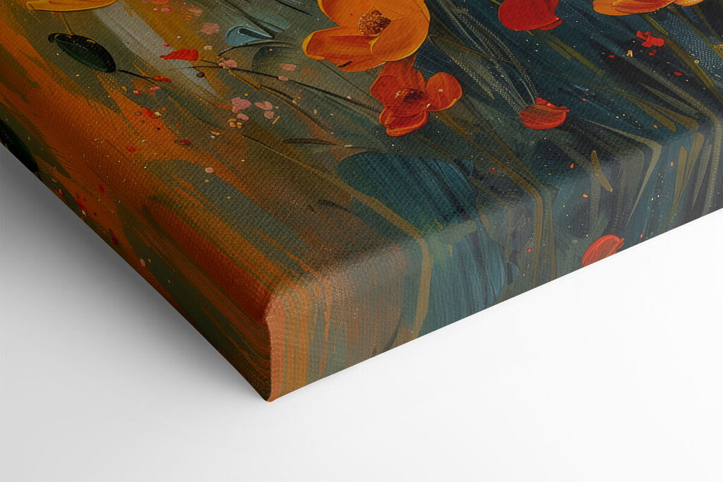Painting of flowers on a canvas