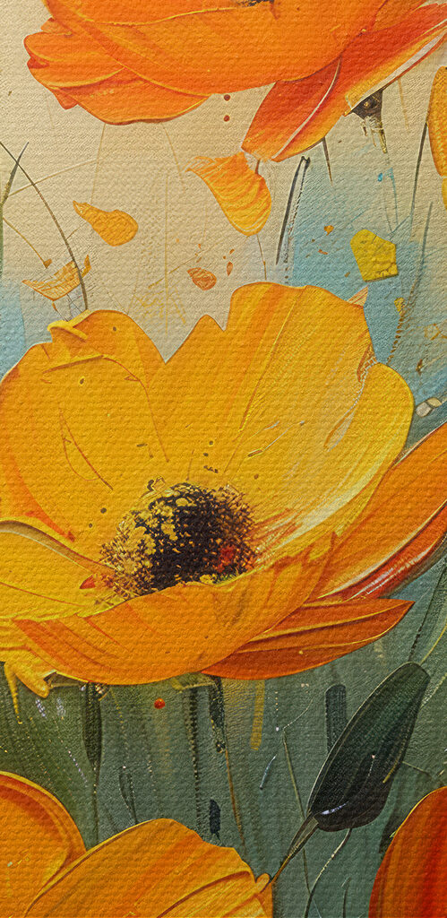 Painting of flowers on a canvas