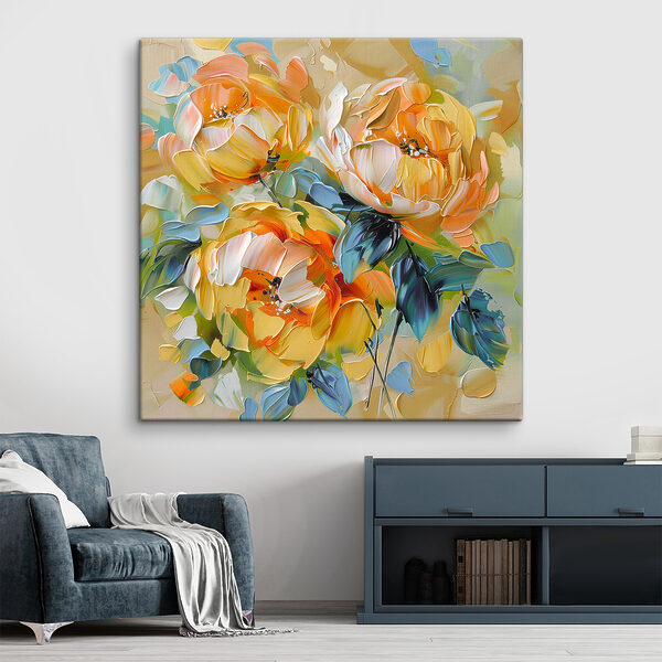 Schilderij van bloemen op een doek Schilderij van bloemen op een doek