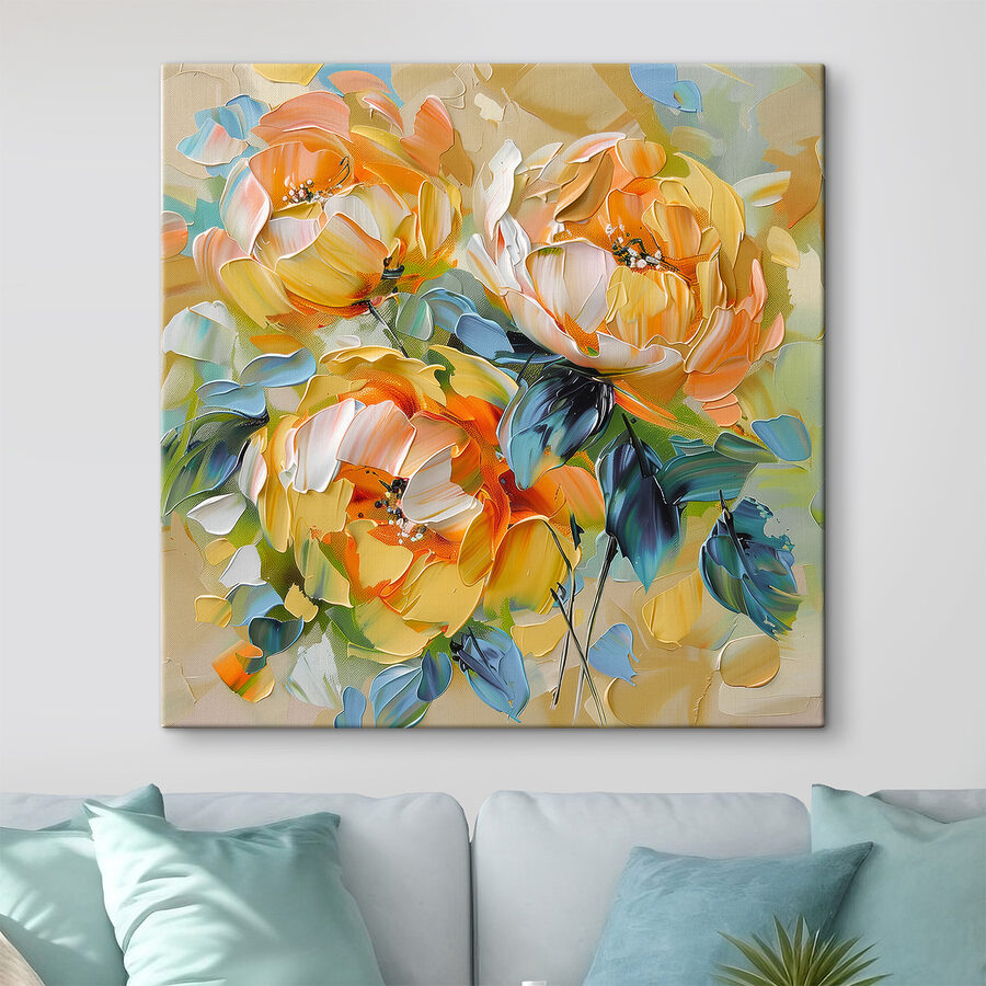 Schilderij van bloemen op een doek