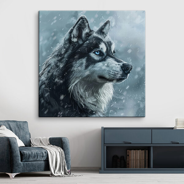Hond in de sneeuw Canvas Schilderijen Hond in de sneeuw