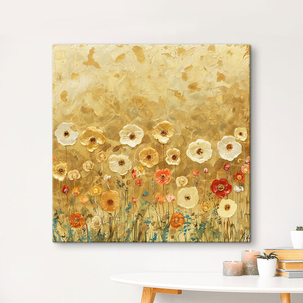Schilderij van bloemen op een muur Schilderij van bloemen op een muur