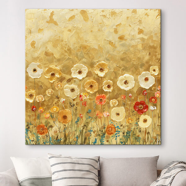 Schilderij van bloemen op een muur Schilderij van bloemen op een muur