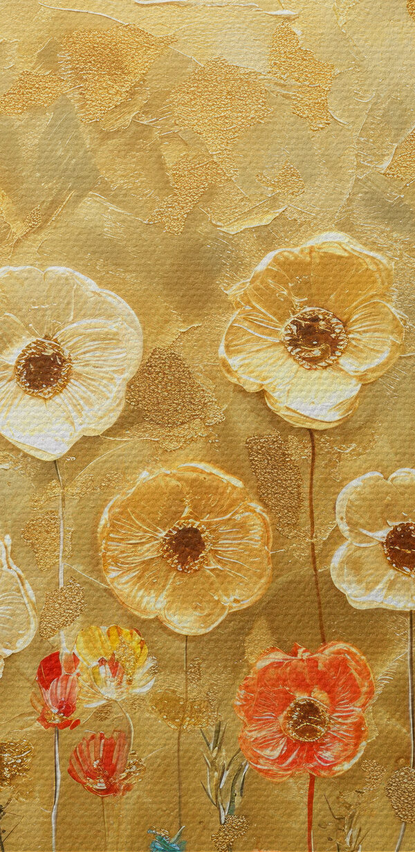 Schilderij van bloemen op een muur Schilderij van bloemen op een muur
