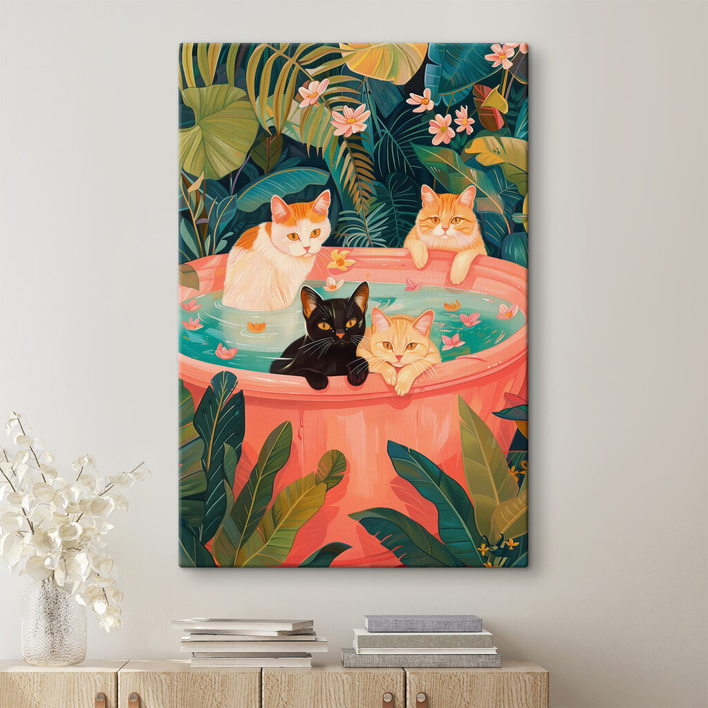 Cats in a tub of water