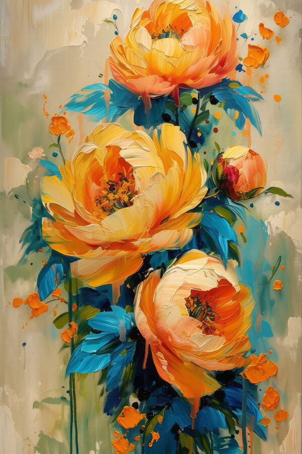 Painting of flowers on a canvas