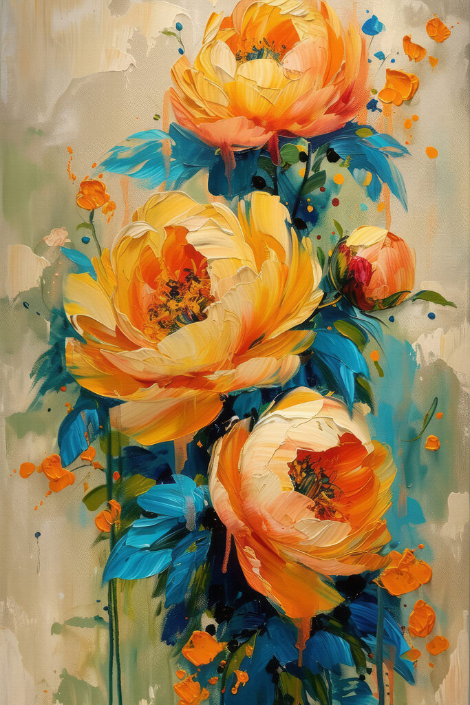 Painting of flowers on a canvas