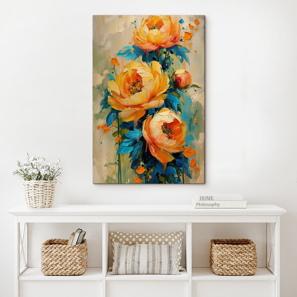 Painting of flowers on a canvas