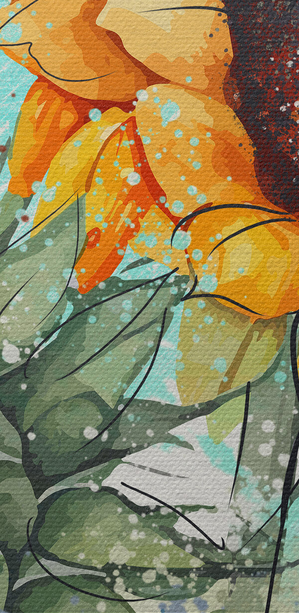 Schilderij van zonnebloemen op een witte achtergrond Schilderij van zonnebloemen op een witte achtergrond