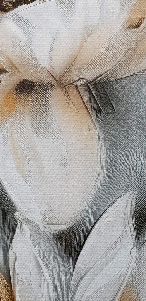 Painting of flowers on a grey surface Painting of flowers on a grey surface