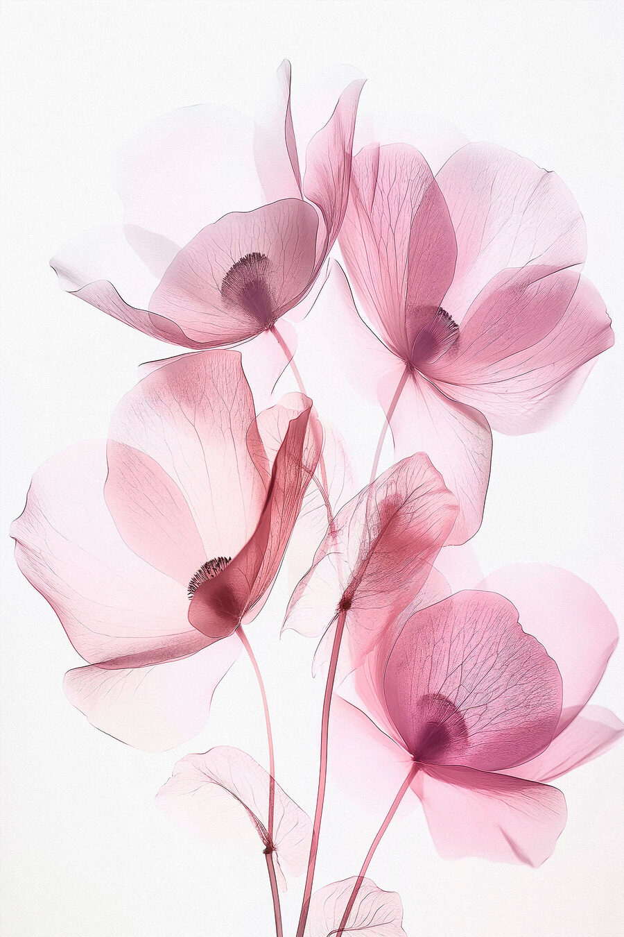 Canvas Schilderijen Groep roze bloemen - Afbeelding 8