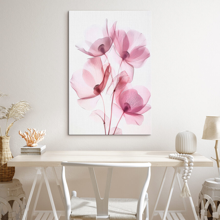 Canvas Schilderijen Groep roze bloemen