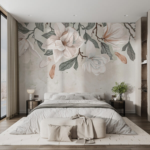 Witte bloemen en bladeren op een witte achtergrond Witte bloemen en bladeren op een witte achtergrond