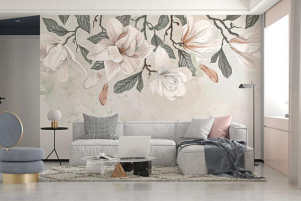Witte bloemen en bladeren op een witte achtergrond Witte bloemen en bladeren op een witte achtergrond