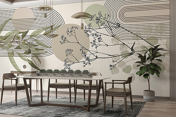 Botanisch ontwerp met abstracte elementen. Botanisch ontwerp met abstracte elementen.