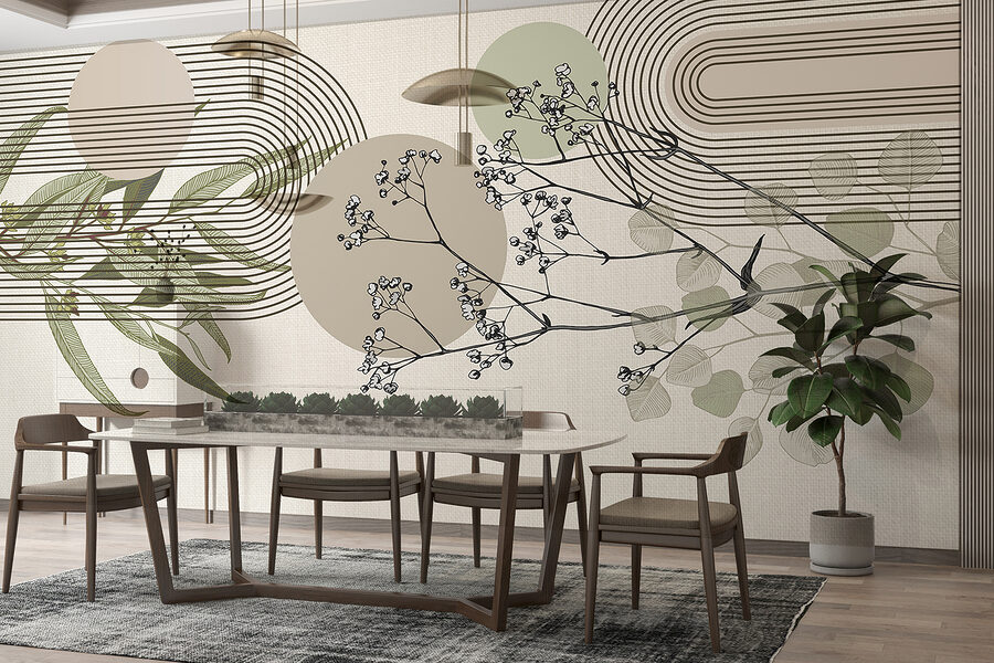 Botanisch ontwerp met abstracte elementen. Botanisch ontwerp met abstracte elementen.