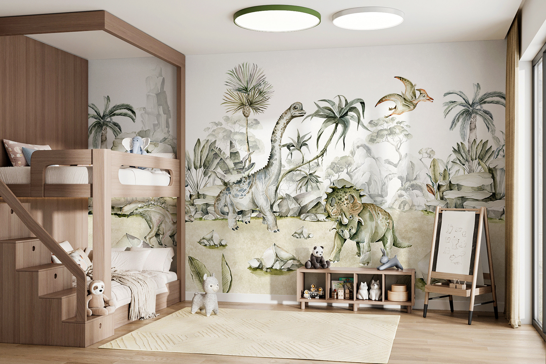 Watercolor of dinosaurs and plants Watercolor of dinosaurs and plants